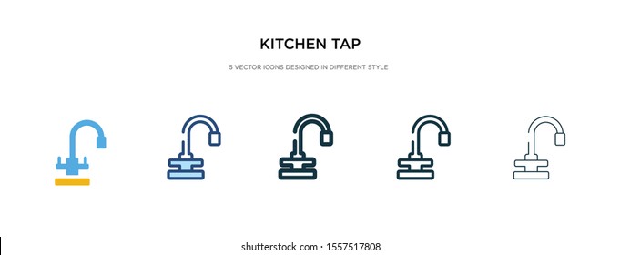 kitchen tap icon in different style vector illustration. two colored and black kitchen tap vector icons designed in filled, outline, line and stroke style can be used for web, mobile, ui
