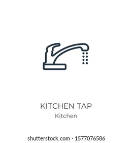 Kitchen tap icon. Thin linear kitchen tap outline icon isolated on white background from kitchen collection. Line vector sign, symbol for web and mobile