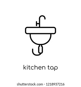 kitchen tap icon. Trendy modern flat linear vector kitchen tap icon on white background from thin line Kitchen collection, outline vector illustration
