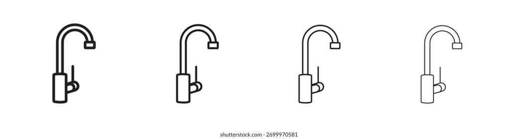 Kitchen tap icons. editable stroke icon collection.