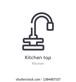 kitchen tap outline icon. isolated line vector illustration from kitchen collection. editable thin stroke kitchen tap icon on white background