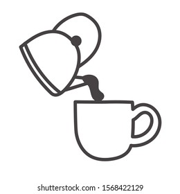 kitchen teapot and cup ceramic utensils vector illustration design