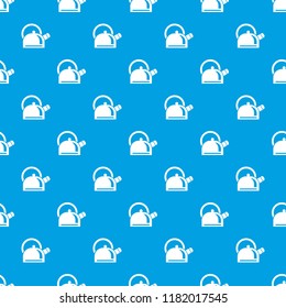 Kitchen teapot pattern vector seamless blue repeat for any use