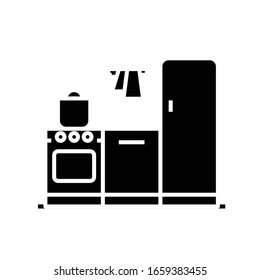 Kitchen technic black icon, concept illustration, vector flat symbol, glyph sign.