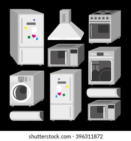 kitchen technique vector icon set.Vector Illustration