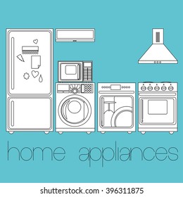 kitchen technique vector icon set.Vector Illustration