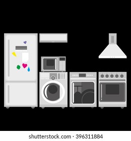 kitchen technique vector icon set.Vector Illustration