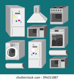 kitchen technique vector icon set.Vector Illustration