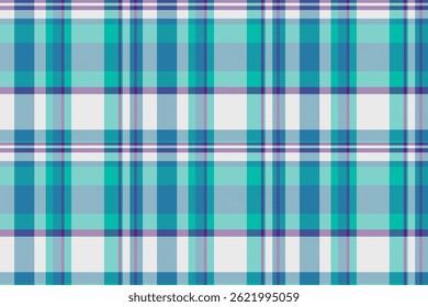 Kitchen texture background check, scratch textile pattern tartan. Tailor plaid seamless fabric vector in white and cyan colors palette.