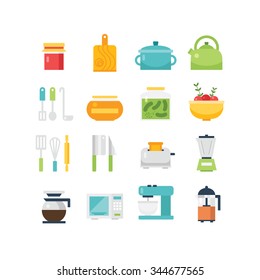 Kitchen themed illustration and icons, eps 10, no transparencies