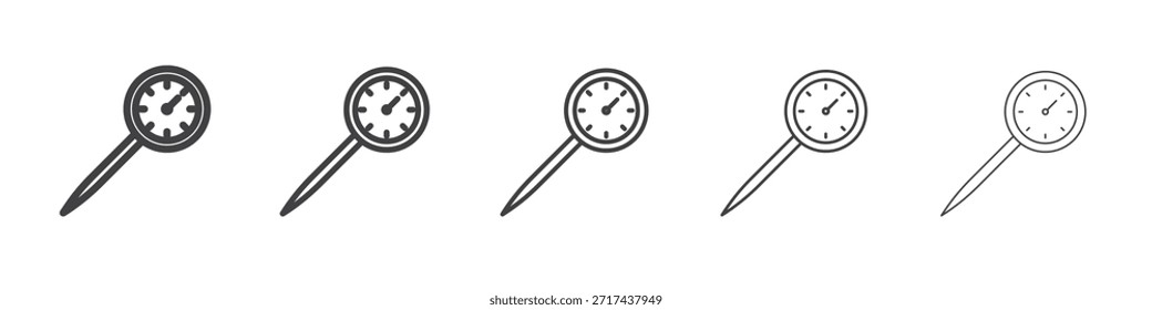 Kitchen thermometer icon in linear strokes concept