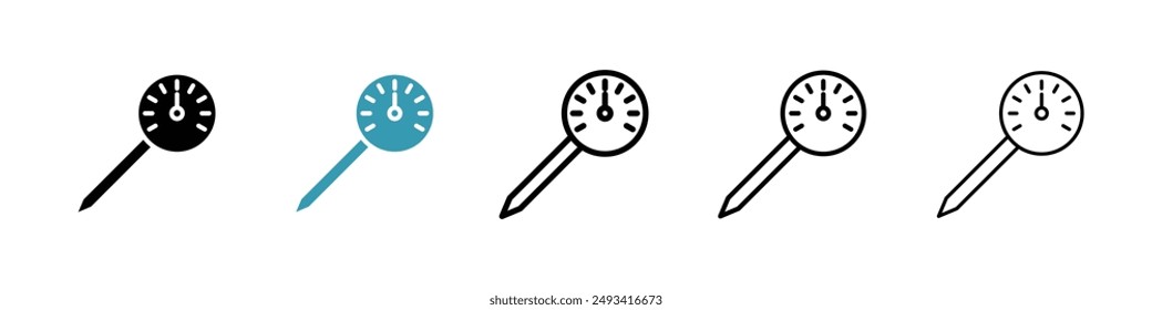 Kitchen thermometer icon pack. line style EPS 10