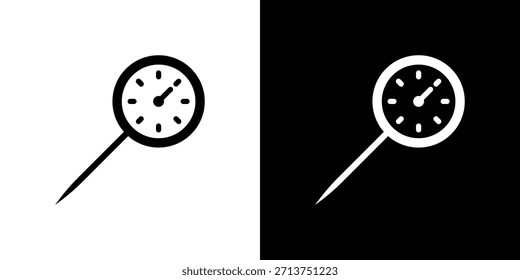 Icono de termómetro de cocina. Ilustración vectorial. Silueta en color negro