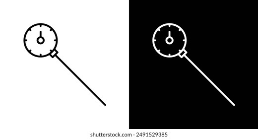 Kitchen thermometer outlined icon set in black and white colors