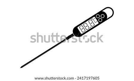 kitchen thermometer sign, black isolated silhouette