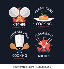 Kitchen time logo set graphic illustration design vector logo brand.