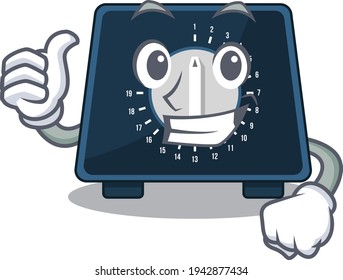 Kitchen timer cartoon character design showing OK finger