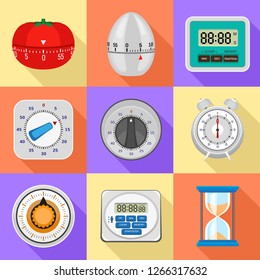 Kitchen Timer Icon Set. Flat Set Of Kitchen Timer Vector Icons For Web Design