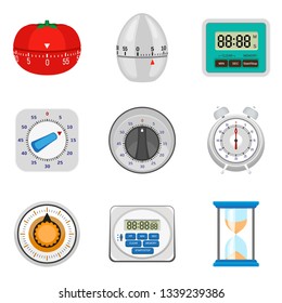 Kitchen Timer Icon Set. Flat Set Of Kitchen Timer Vector Icons For Web Design