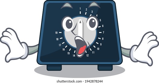Kitchen timer mascot design concept having a surprised gesture