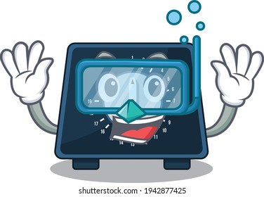 Kitchen timer mascot design swims with diving glasses