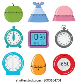 Kitchen timer set, color vector illustration
