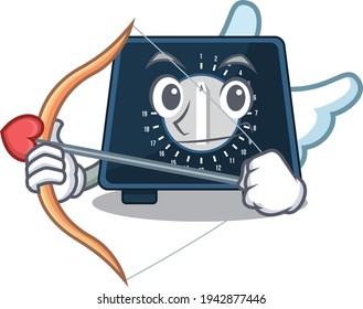 Kitchen timer in sweet romantic cupid cartoon drawing with arrow