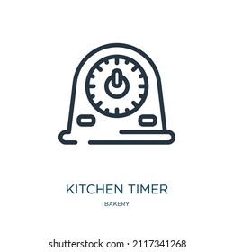 kitchen timer thin line icon. timer, time linear icons from bakery concept isolated outline sign. Vector illustration symbol element for web design and apps.