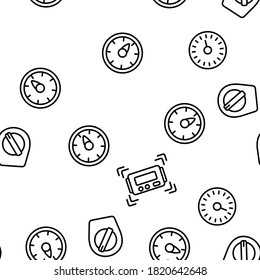 Kitchen Timer Tool Vector Seamless Pattern Thin Line Illustration