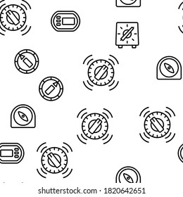 Kitchen Timer Tool Vector Seamless Pattern Thin Line Illustration