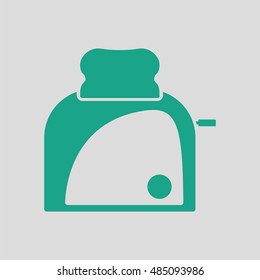 Kitchen toaster icon. Gray background with green. Vector illustration.