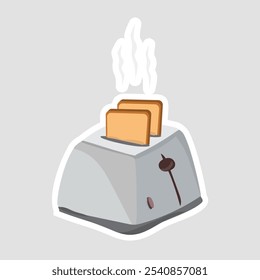 Kitchen Toaster Vector Illustration Sticker – Modern Kitchen Appliance Icon for Breakfast and Home Decor Themes, ideal for breakfast-themed decor, home designs, and culinary educational materials