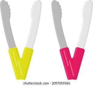 Kitchen tongs, illustration, vector on a white background.