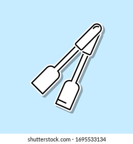 Kitchen tongs sticker icon. Simple thin line, outline vector of kitchen icons for ui and ux, website or mobile application