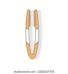 Kitchen tongs vector cartoon cooking tool isolated on a white background.