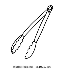 Kitchen tongs vector doodle illustration