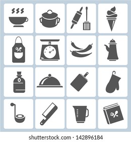 kitchen tool collection, cooking icons set