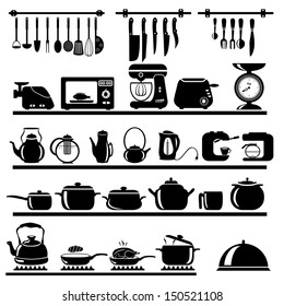 Kitchen tool collection - vector silhouette