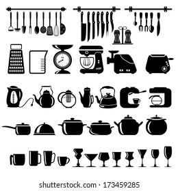 Kitchen tool collection - vector silhouette