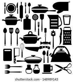 Kitchen tool. Cutlery vector icons set