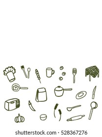 kitchen tool and food (Doodle vector art)