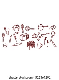 kitchen tool and food (Doodle vector art)