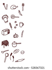 kitchen tool and food (Doodle vector art)