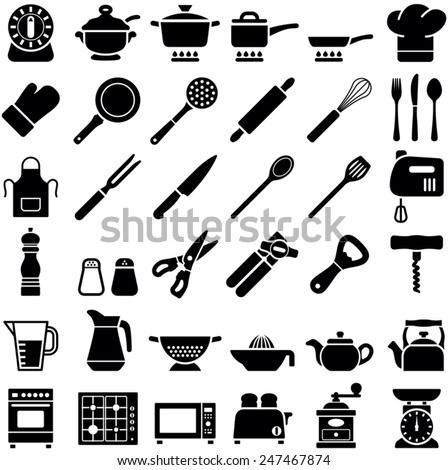 Kitchen tool icon collection - vector illustration