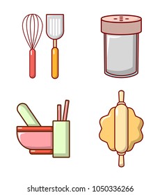 Kitchen tool icon set. Cartoon set of kitchen tool vector icons for web design isolated on white background