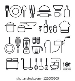 Kitchen tool icons collection / can be used for infographics / graphic or website layout vector/Horizontal