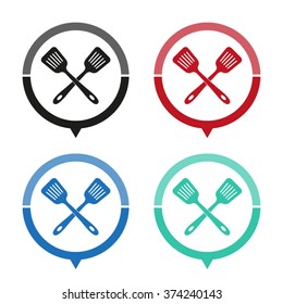 Kitchen tool - vector icon; map pointer;  message bubble