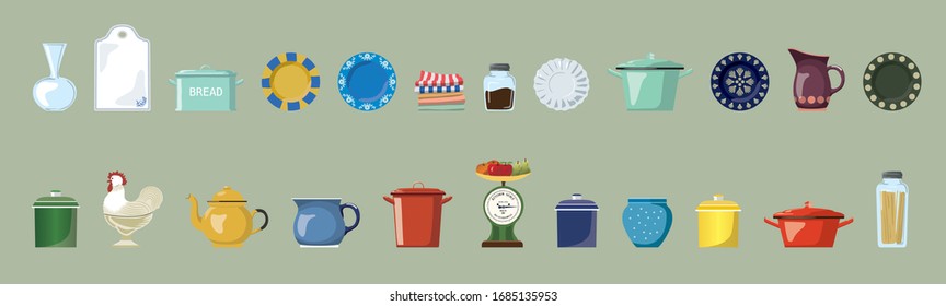 kitchen tool vector illustration set