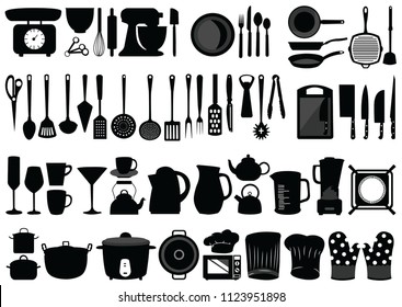 Kitchen Tool Vectors Black and White