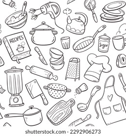 Kitchen tools and appliances. Cute illustration with isolated cooking  objects in vector format. Kitchen utensils collection. Stock Vector